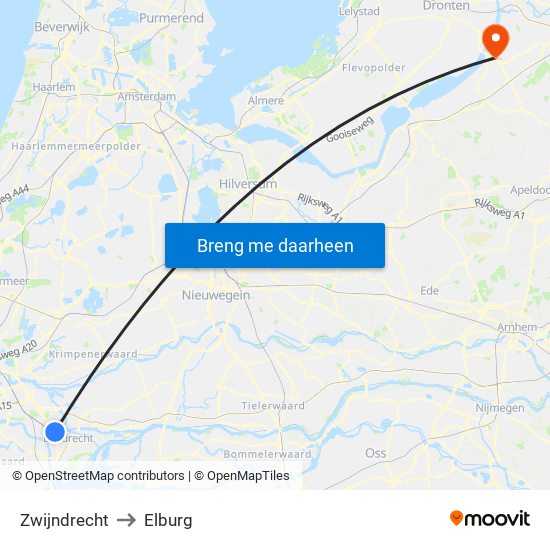Zwijndrecht to Elburg map