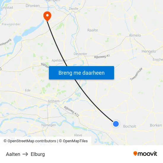 Aalten to Elburg map