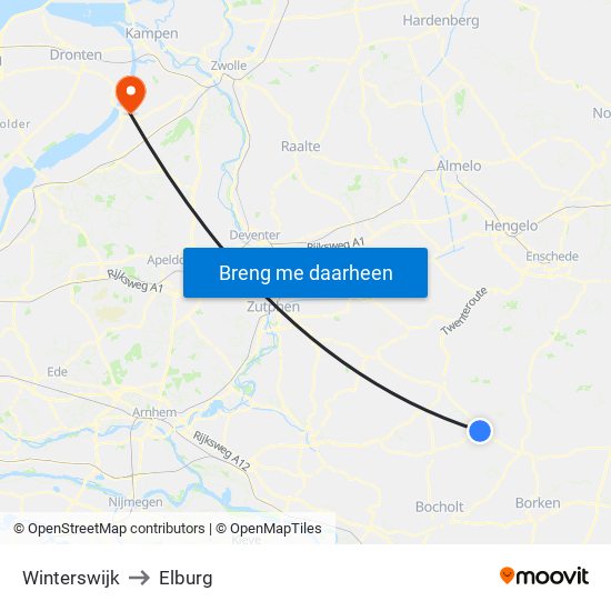Winterswijk to Elburg map