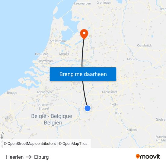 Heerlen to Elburg map