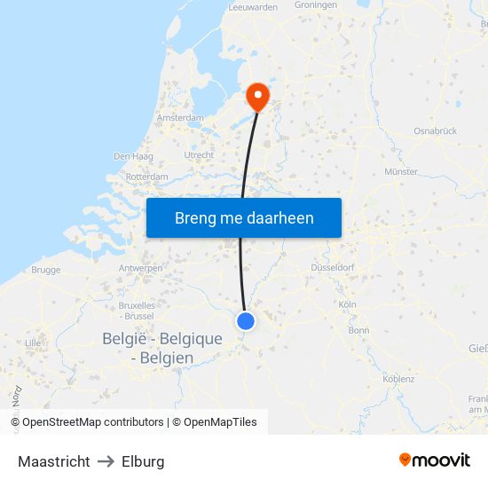 Maastricht to Elburg map