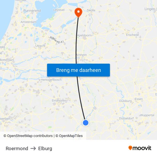 Roermond to Elburg map
