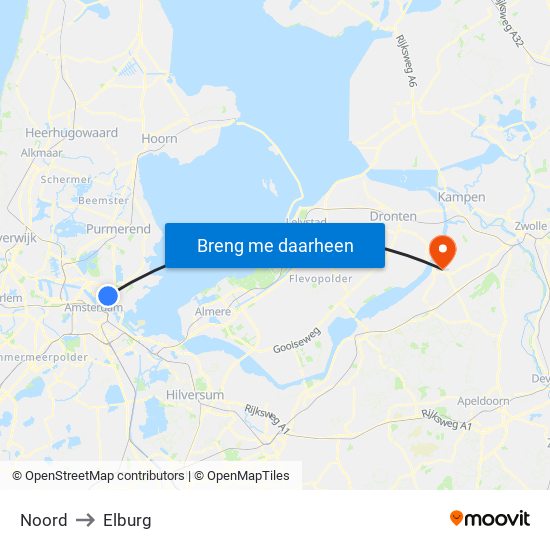 Noord to Elburg map