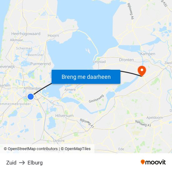Zuid to Elburg map