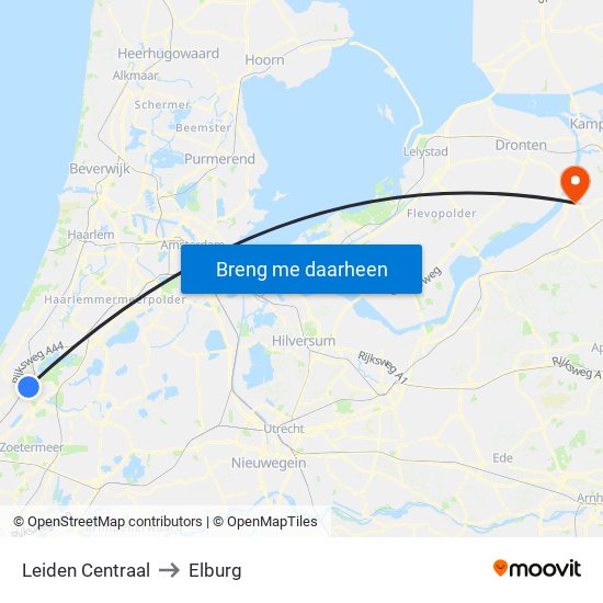 Leiden Centraal to Elburg map