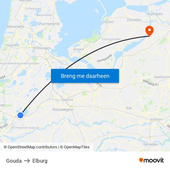 Gouda to Elburg map