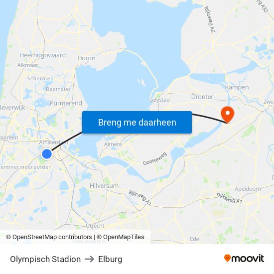 Olympisch Stadion to Elburg map