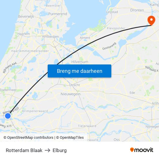 Rotterdam Blaak to Elburg map