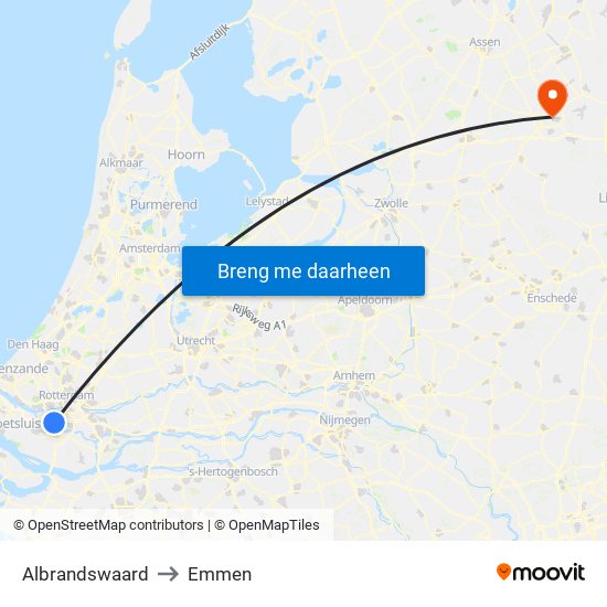 Albrandswaard to Emmen map