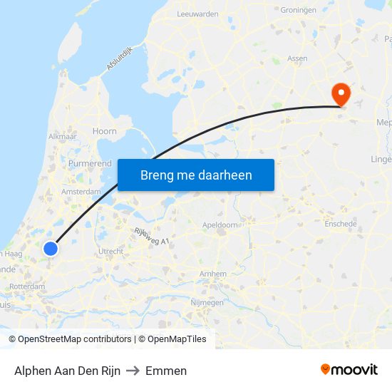 Alphen Aan Den Rijn to Emmen map