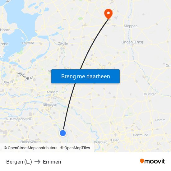 Bergen (L.) to Emmen map