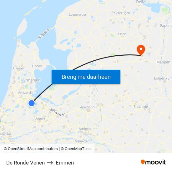De Ronde Venen to Emmen map