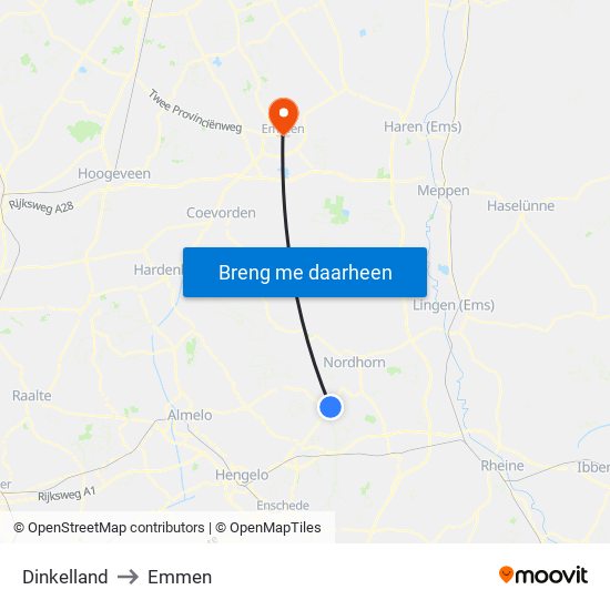 Dinkelland to Emmen map