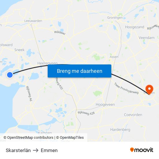 Skarsterlân to Emmen map