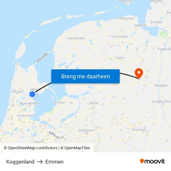 Koggenland to Emmen map