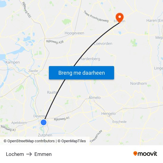 Lochem to Emmen map