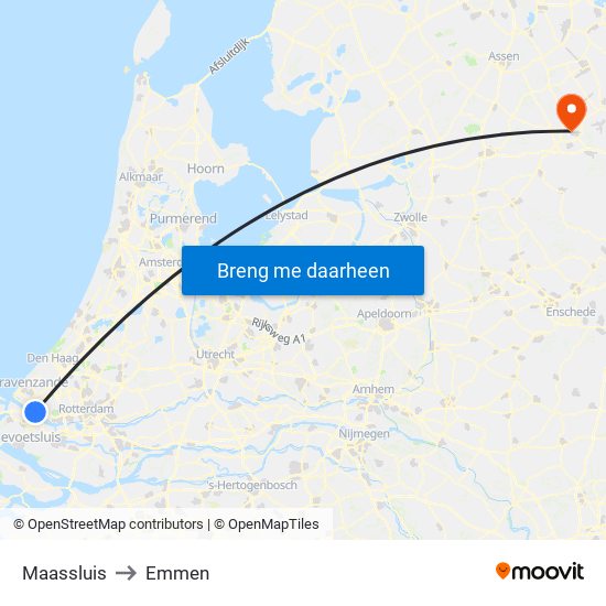 Maassluis to Emmen map