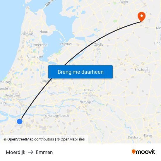 Moerdijk to Emmen map