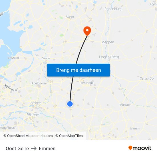 Oost Gelre to Emmen map