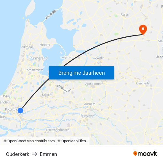 Ouderkerk to Emmen map