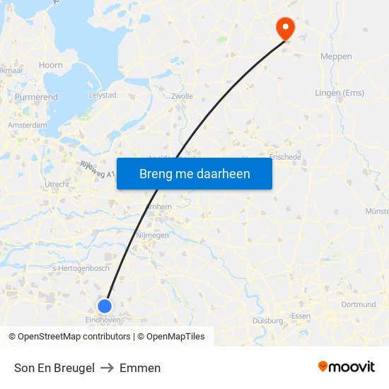 Son En Breugel to Emmen map