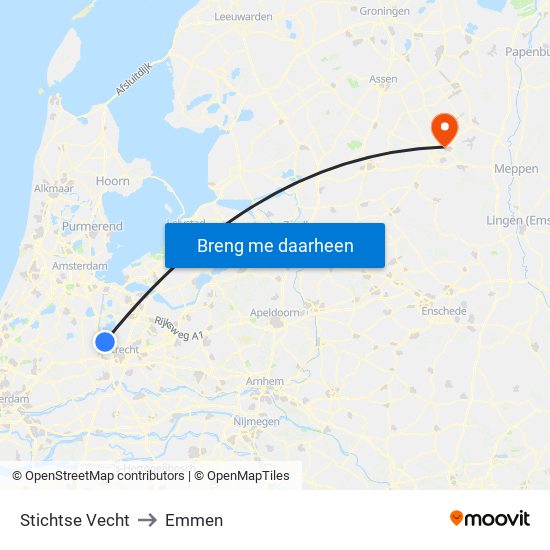 Stichtse Vecht to Emmen map