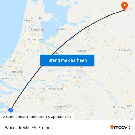 Woensdrecht to Emmen map