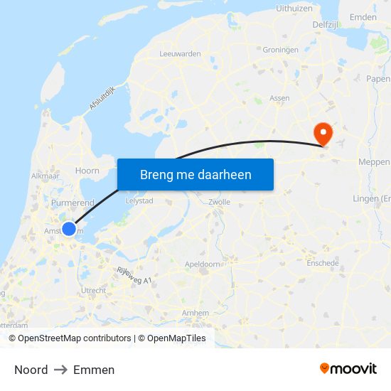 Noord to Emmen map