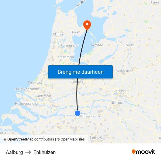 Aalburg to Enkhuizen map