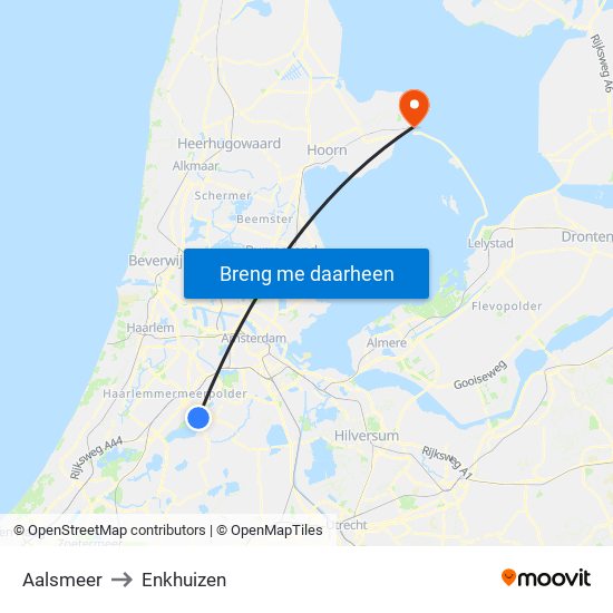 Aalsmeer to Enkhuizen map