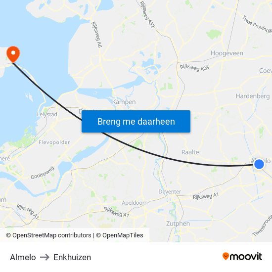 Almelo to Enkhuizen map