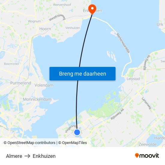 Almere to Enkhuizen map