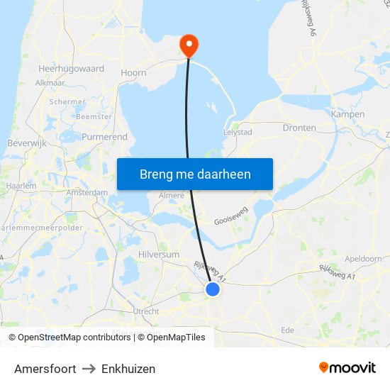 Amersfoort to Enkhuizen map