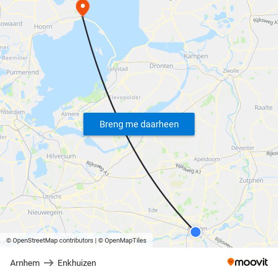 Arnhem to Enkhuizen map