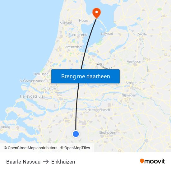 Baarle-Nassau to Enkhuizen map