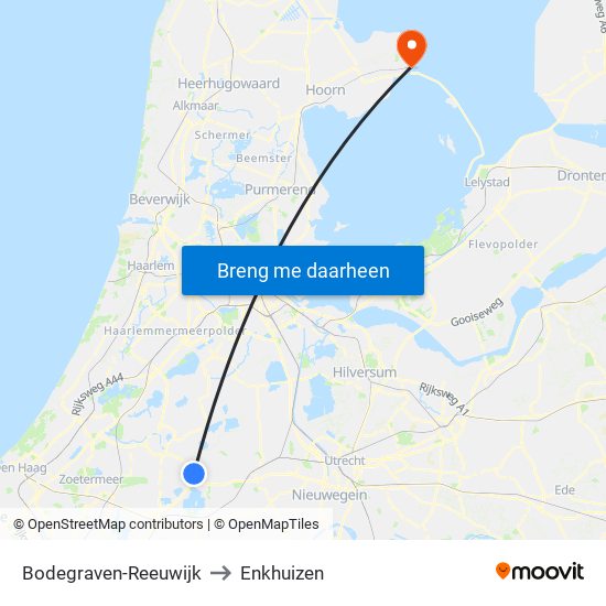 Bodegraven-Reeuwijk to Enkhuizen map