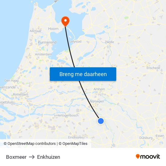 Boxmeer to Enkhuizen map