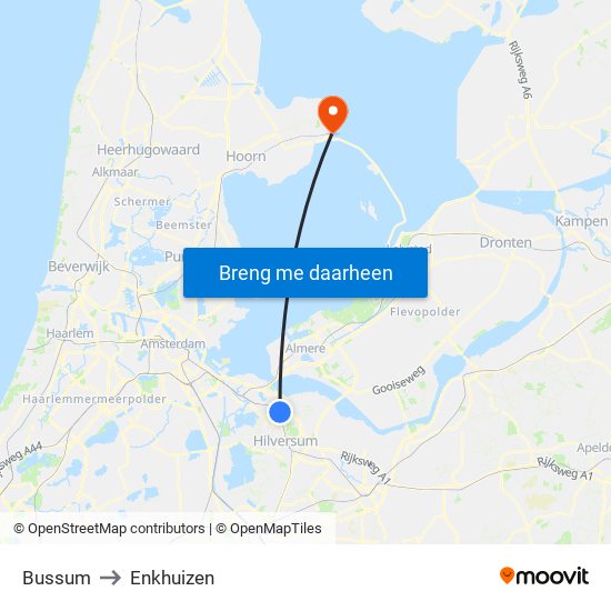 Bussum to Enkhuizen map