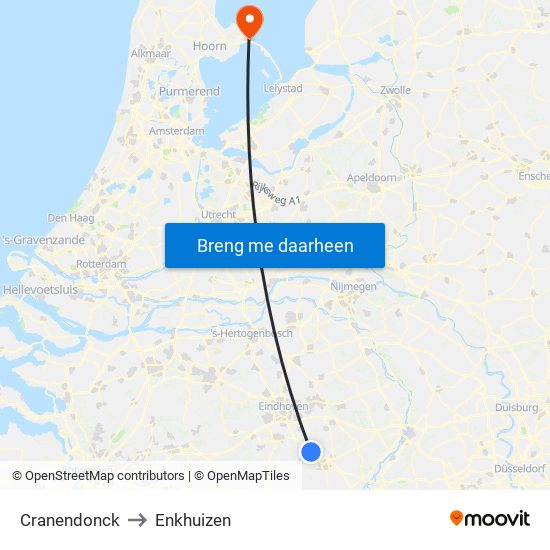 Cranendonck to Enkhuizen map