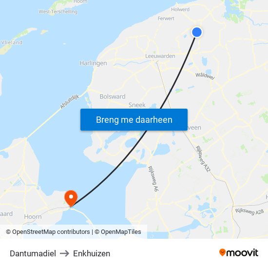 Dantumadiel to Enkhuizen map