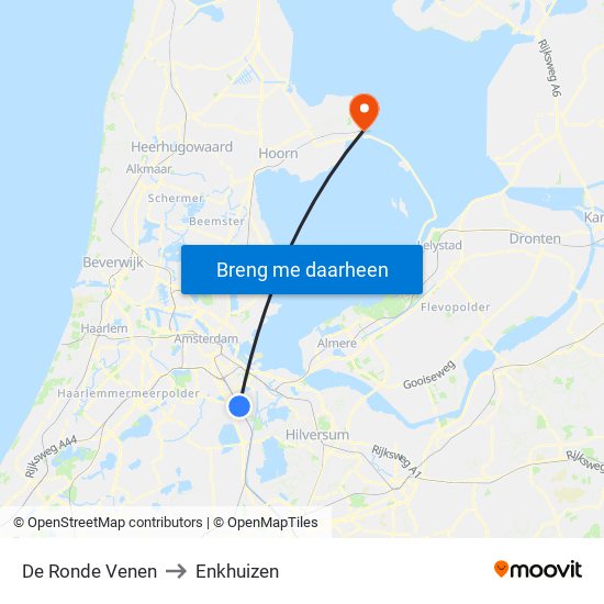 De Ronde Venen to Enkhuizen map