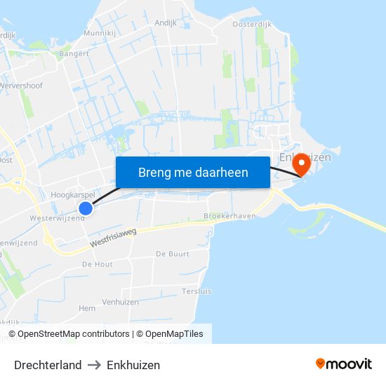 Drechterland to Enkhuizen map