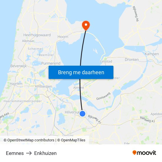 Eemnes to Enkhuizen map