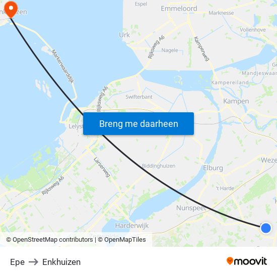 Epe to Enkhuizen map