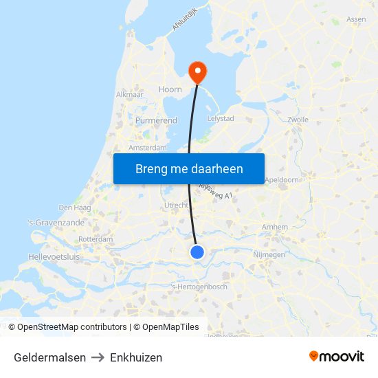 Geldermalsen to Enkhuizen map