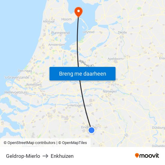 Geldrop-Mierlo to Enkhuizen map