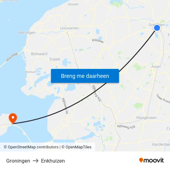 Groningen to Enkhuizen map