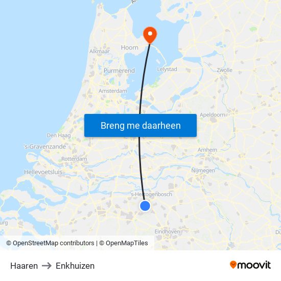 Haaren to Enkhuizen map