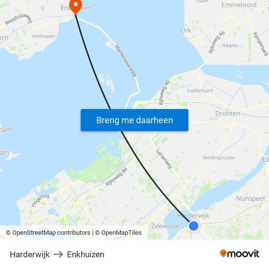 Harderwijk to Enkhuizen map