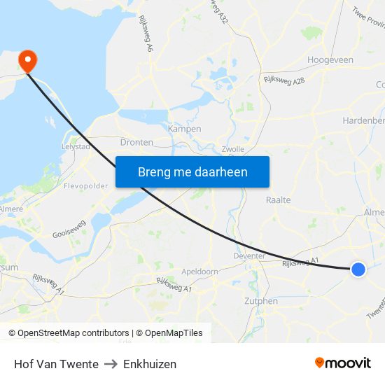Hof Van Twente to Enkhuizen map